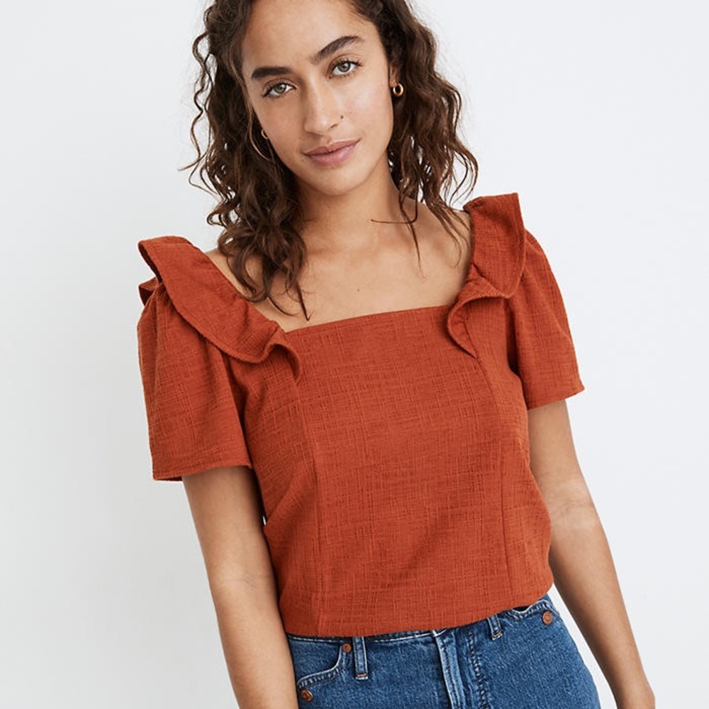 SOLD Madewell Crosshatch Ruffled Top